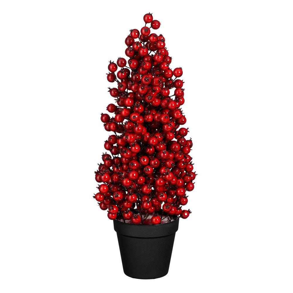 ALBERO NATALE BACCHE C/VASO D.15 CM H.48 CM ROSSO