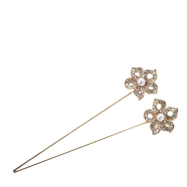 SET 2 FIORI PICK 15,5 CM C/CRISTALLI ORO DS SET 2 FIORI PICK 15,5 CM C/CRISTALLI ORO DS