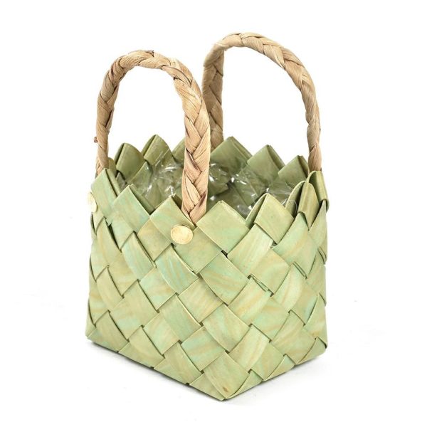 CESTO VIMINI C/MANICI 11X8X9,5 CM H.15 CM VERDE CESTO VIMINI C/MANICI 11X8X9,5 CM H.15 CM VERDE