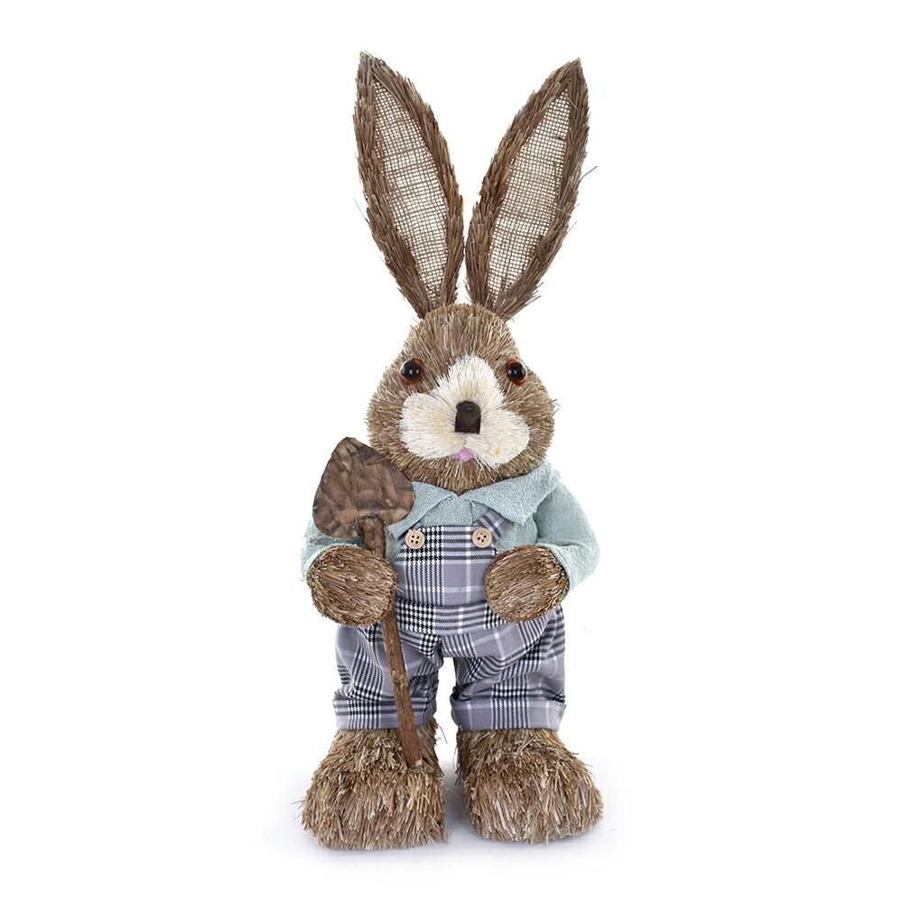 CONIGLIO PAGLIA/STOFFA C/ABITO E VANGA H.55 CM MARRONE/BLU CONIGLIO PAGLIA/STOFFA C/ABITO E VANGA H.55 CM MARRONE/BLU
