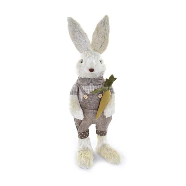 CONIGLIO PAGLIA/STOFFA C/ABITO E CAROTA H.41 CM BIANCO/MARRONE CONIGLIO PAGLIA/STOFFA C/ABITO E CAROTA H.41 CM BIANCO/MARRONE
