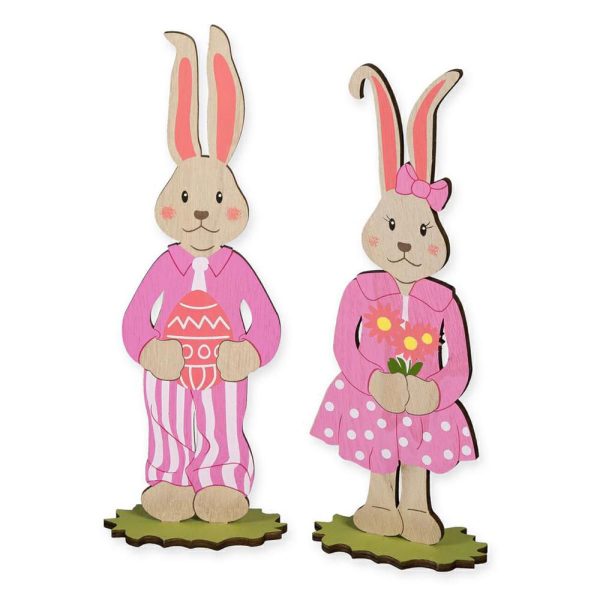 CONIGLIO LEGNO C/BASE H.26 CM FUCSIA/NATURALE CONIGLIO LEGNO C/BASE H.26 CM FUCSIA/NATURALE