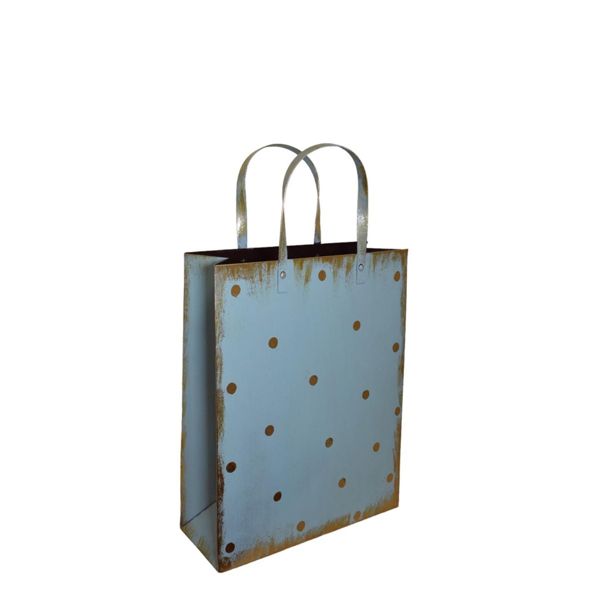 BORSA METALLO 33X10 CM H.57 CM -POIS- CELESTE/ORO