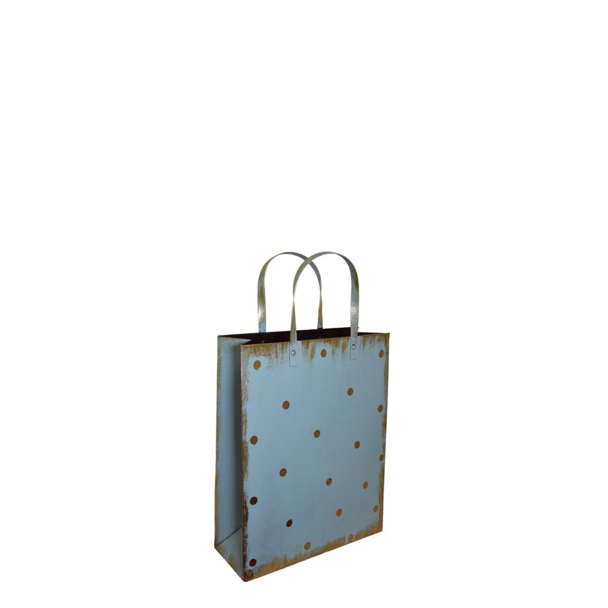 BORSA METALLO 24X8 CM H.46 CM -POIS- CELESTE/ORO