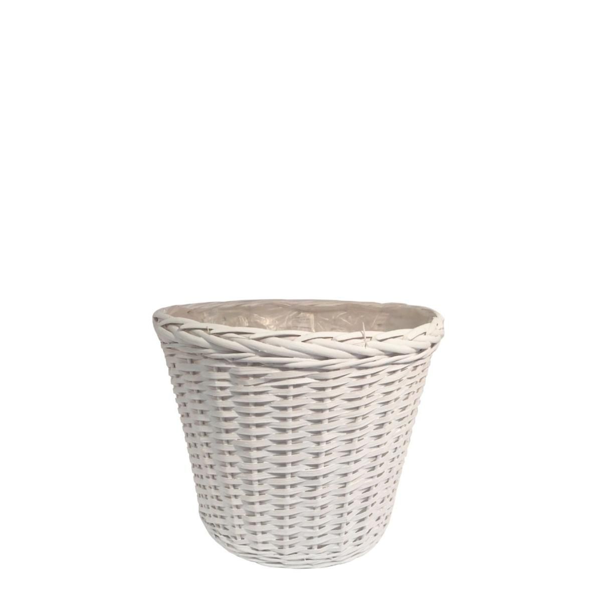 CESTO VIMINI BORDATO TRECCIA D.16-11,5 H.14 CM BIANCO