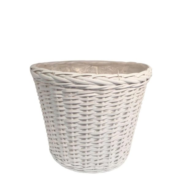 CESTO VIMINI BORDATO TRECCIA D.25-18,5 H.22 CM BIANCO CESTO VIMINI BORDATO TRECCIA D.25-18,5 H.22 CM BIANCO