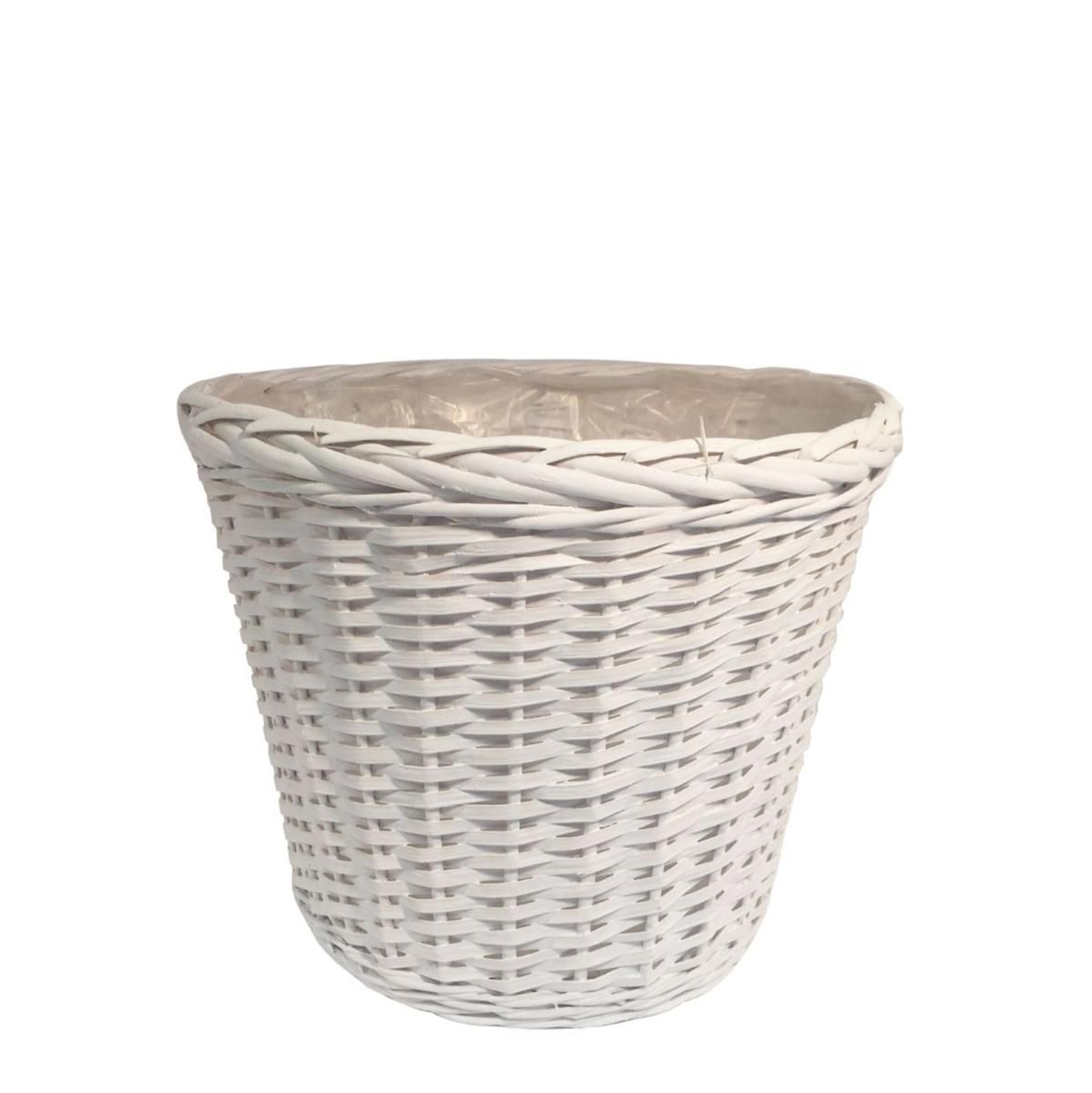 CESTO VIMINI BORDATO TRECCIA D.25-18,5 H.22 CM BIANCO CESTO VIMINI BORDATO TRECCIA D.25-18,5 H.22 CM BIANCO