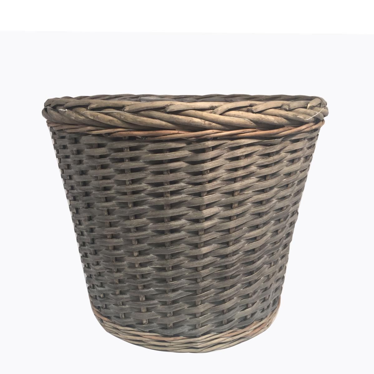 CESTO VIMINI BORDATO TRECCIA D.35-27 H.30 CM GRIGIO CESTO VIMINI BORDATO TRECCIA D.35-27 H.30 CM GRIGIO