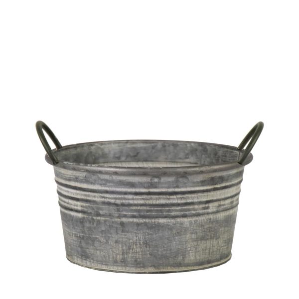 SECCHIELLO LATTA C/MANICI D.35 CM H.17 CM GRIGIO VINTAGE SECCHIELLO LATTA C/MANICI D.35 CM H.17 CM GRIGIO VINTAGE