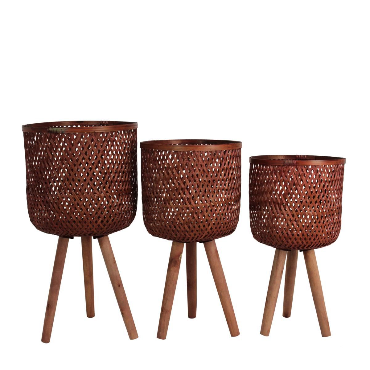 SET 3 PORTAPIANTE BAMBOO D.28-25-22 CM H. 54-51-50 CM MARRONE SET 3 PORTAPIANTE BAMBOO D.28-25-22 CM H. 54-51-50 CM MARRONE