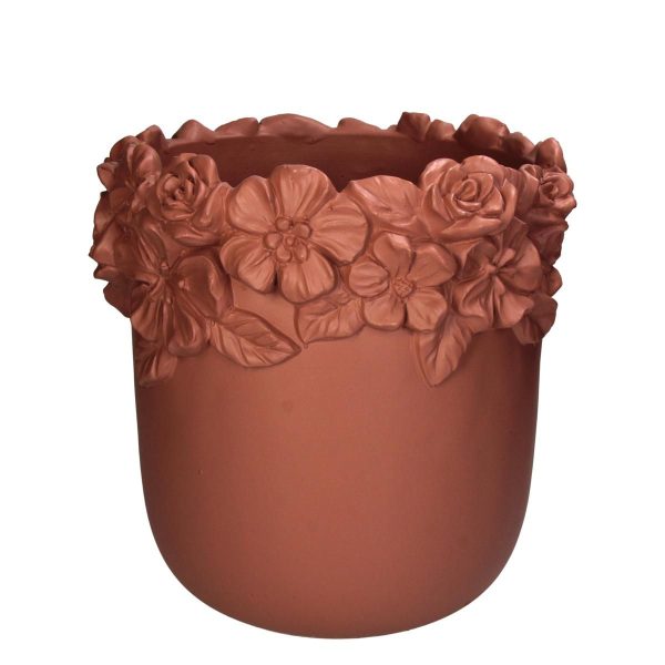 VASO CERAMICA C/FIORI D.25 CM H.25 CM TAUPE VASO CERAMICA C/FIORI D.25 CM H.25 CM TAUPE