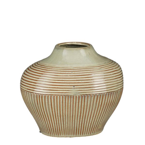 VASO CERAMICA TONDO 29X23 CM H.24,5 CM -PEDRA- BEIGE/MARRONE VASO CERAMICA TONDO 29X23 CM H.24,5 CM -PEDRA- BEIGE/MARRONE