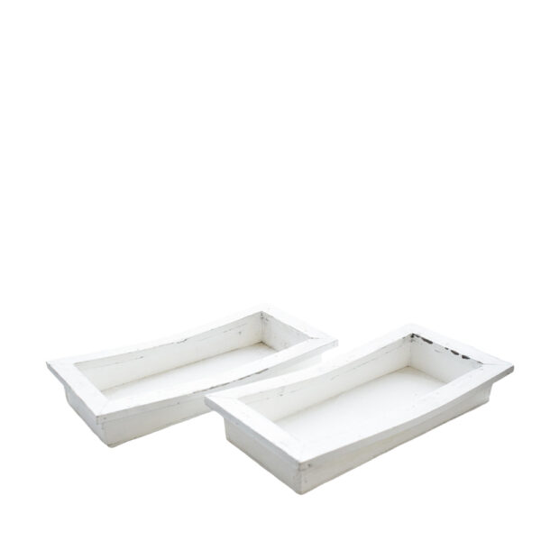 SET 3 VASSOI LEGNO RETT. 40X20,5X10,5/18 SBIANCATO ME