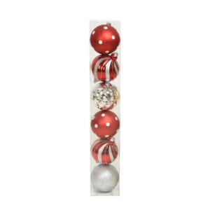 SET 6 SFERE POLY MM.150ROSSO/ARGENTO/BIANCO
