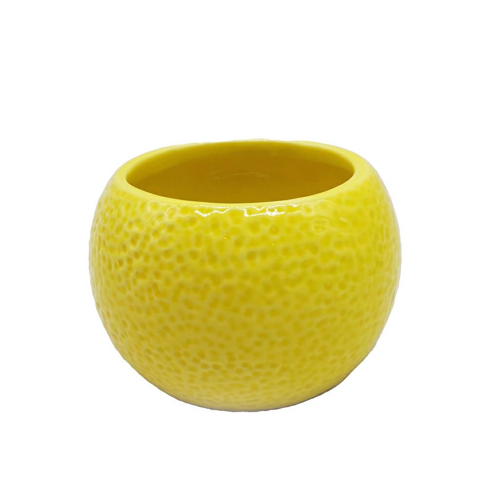 Plastkon Vaso Decorativo Ella Lucido - Diametro 21 Cm, Colore Giallo - Design Moderno E Semplice
