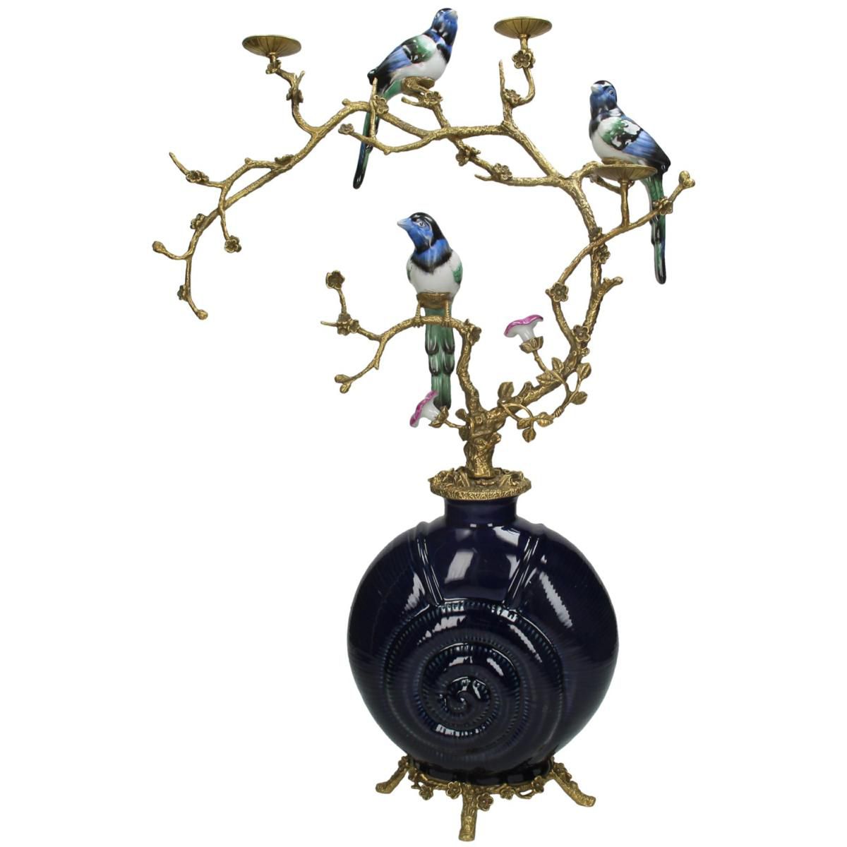 VASO CERAMICA -BIRDS- 41X19 CM H.64 CM BLU