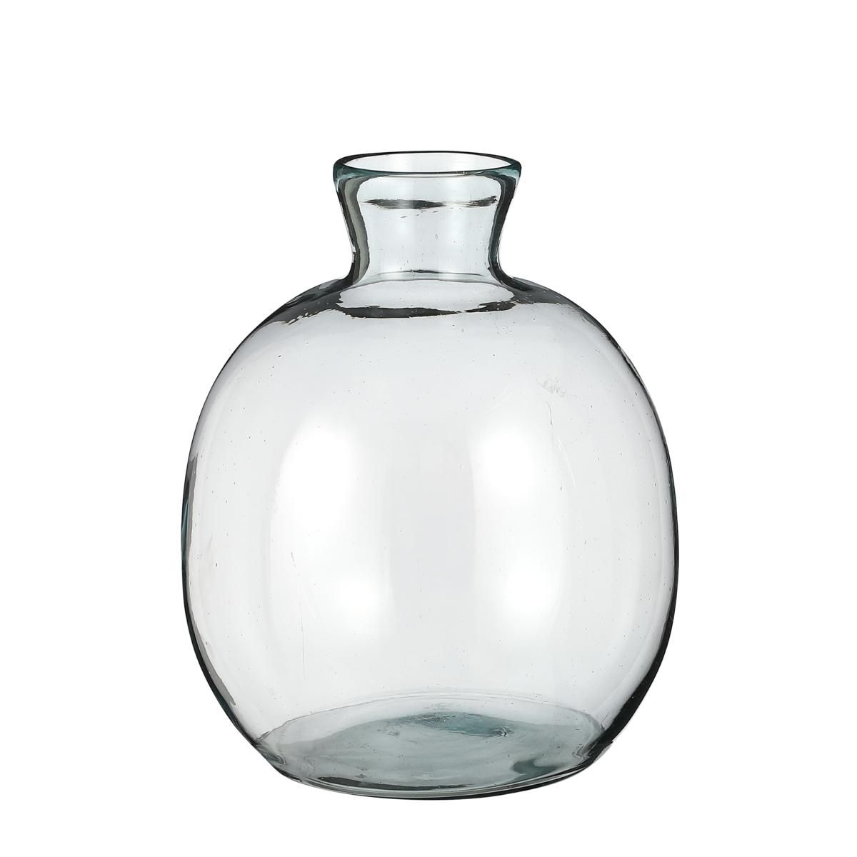 Guru-Shop Vaso In Vetro Riciclato E Radica Di Legno - M10, Marrone, 30x60x40 Cm - Pezzo Unico, Fatto A Mano, Per Fiori O Candele