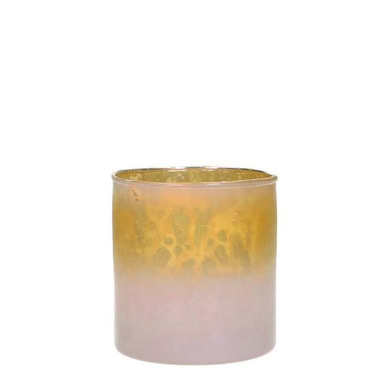 PORTACANDELA VETRO CILINDRO D.8 H8 CM ORO ROSA KN PORTACANDELA VETRO CILINDRO D.8 H8 CM ORO ROSA KN