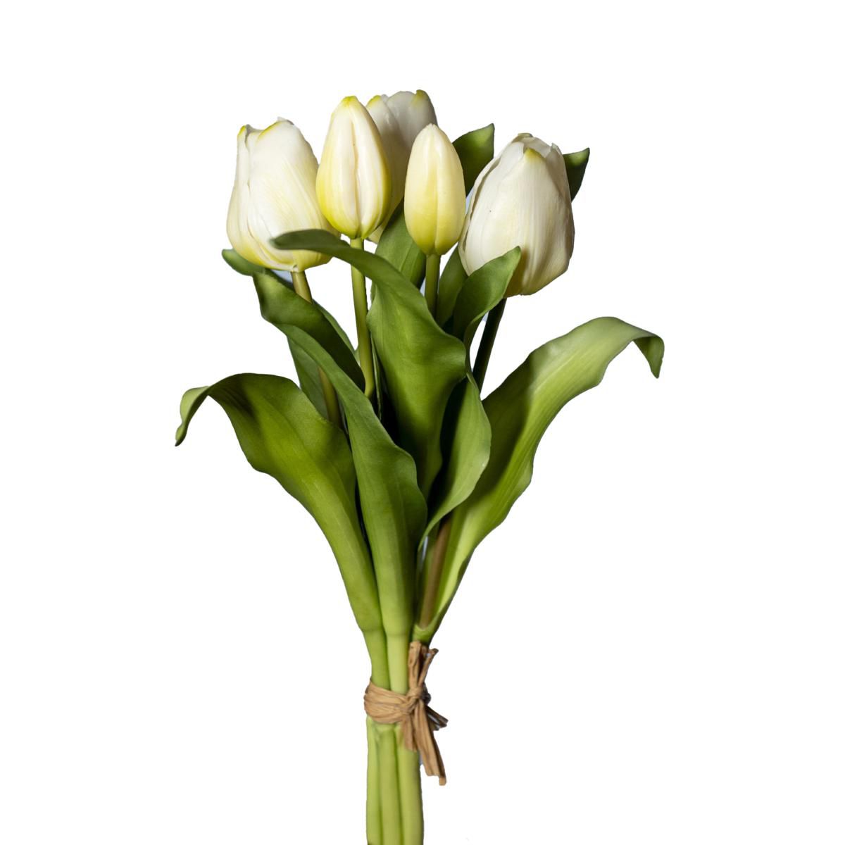TULIPANO BOUQUET REAL TOUCH 3F 2B CM.50 BIANCO