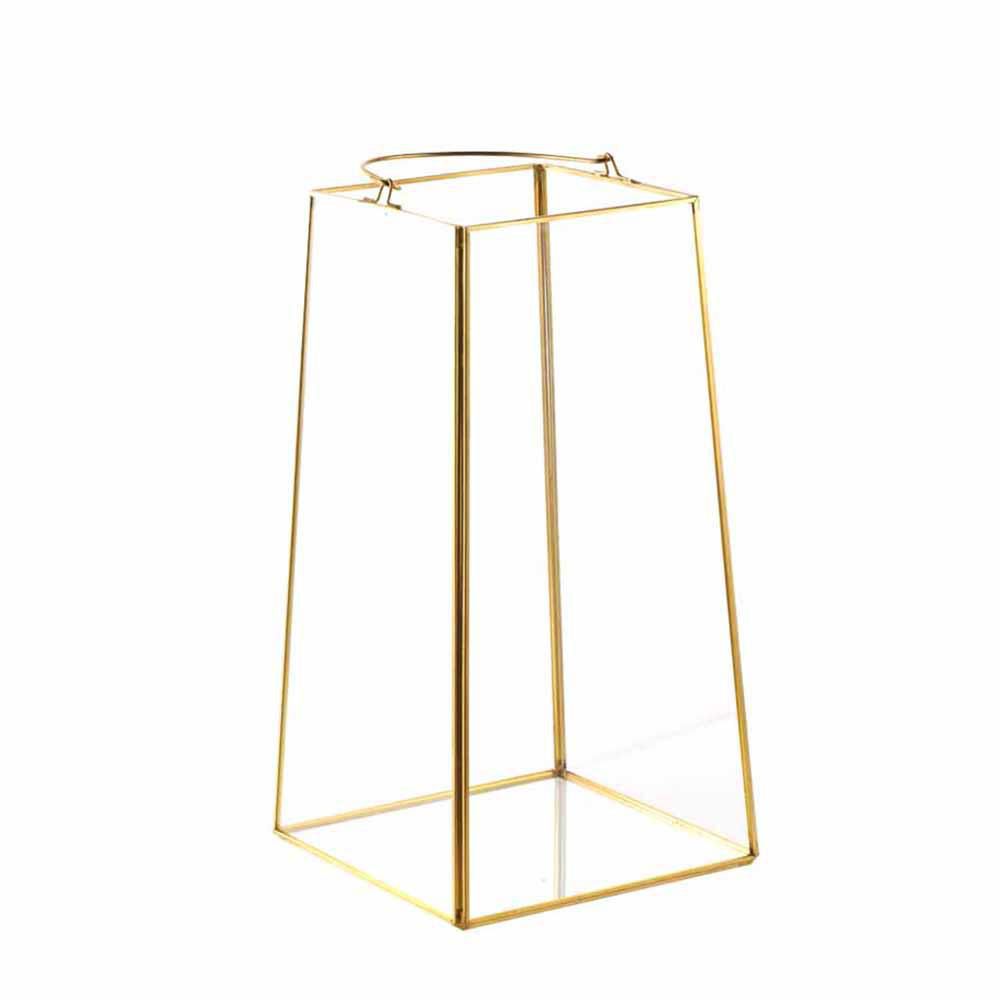 LANTERNA TERRARIUM QUADRATO VETRO/METALLO 12,5X12,5 H.30 CM ORO