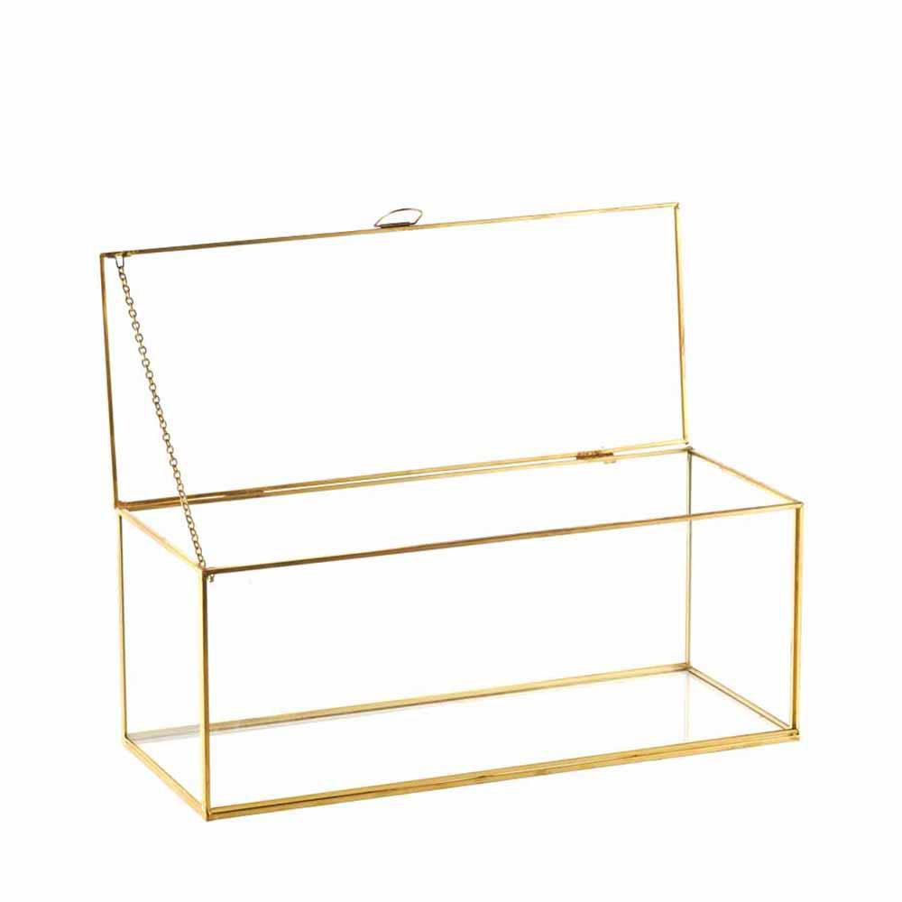 CONTENITORE SCRIGNO RETTANGOLARE VETRO/METALLO 12X30 H.12 CM ORO