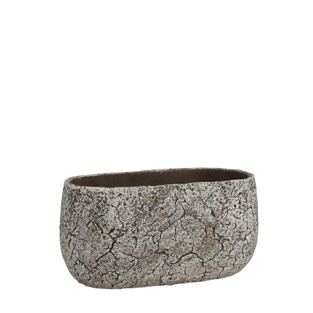 OVALINA CERAMICA 24X14 CM H.12 CM -THOMAS- BIANCO/GRIGIO