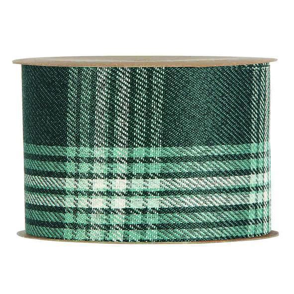 NASTRO POLIESTERE TARTAN -CONNECTICUT- 63MM 20MT VERDE/BIANCO