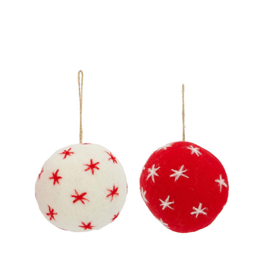 SET 2 SFERE LANA MM.90 BIANCO/ROSSO