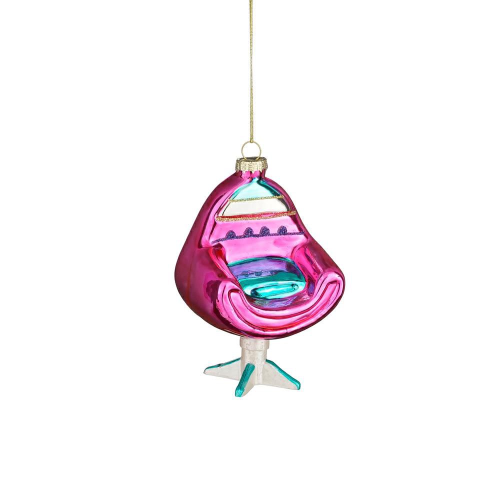 SEDIA DISCO VETRO D/APPENDERE 8X5,5 CM H.11,5 CM FUCSIA/AZZURRO