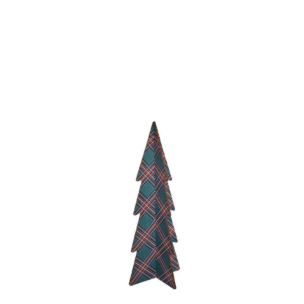 ALBERO 3D LEGNO D.33 CMH.80 CM -CHECKS- VERDE/BLU/ROSSO