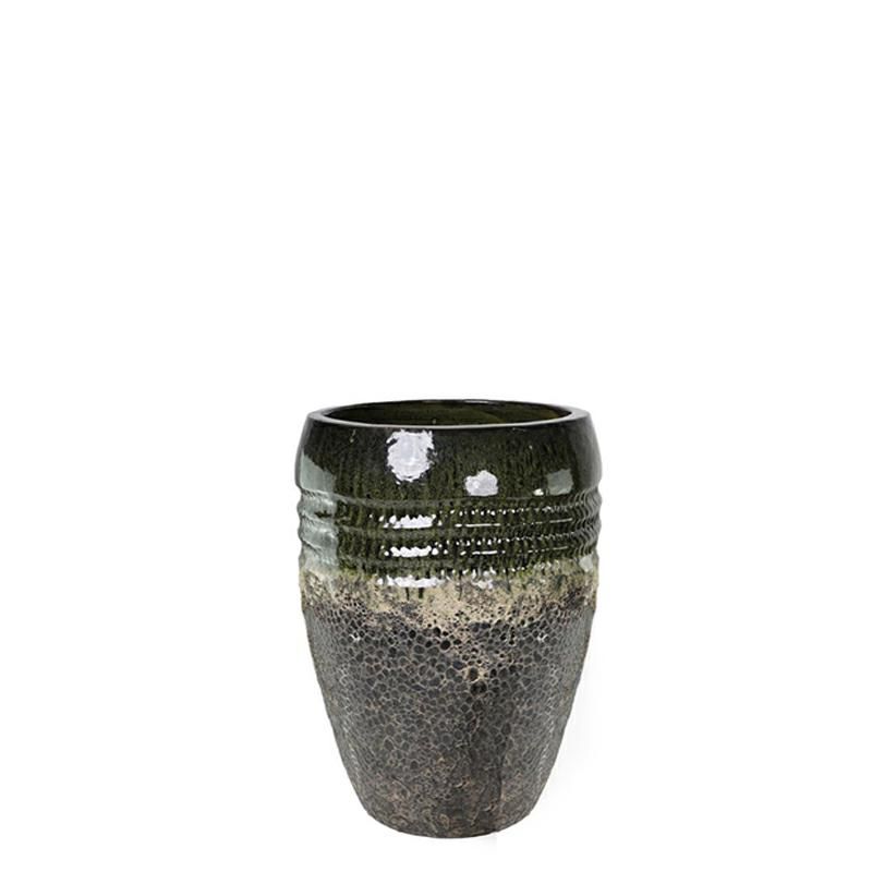 VASO CERAMICA D.21 CM H.32 CM VERDE/MARRONE/BEIGE