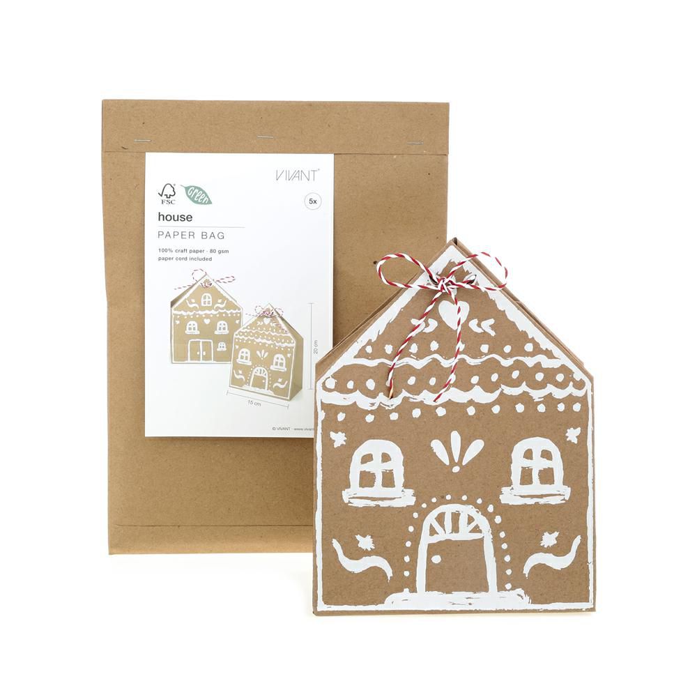 SHOPPERS CARTA -HOUSE- 15X20 H.8,2 CM PZ.5 NATURALE