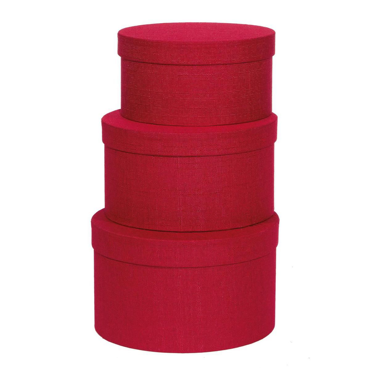 SET 3 SCATOLE CANVAS D.21-26 CM H.11-14 CM ROSSO