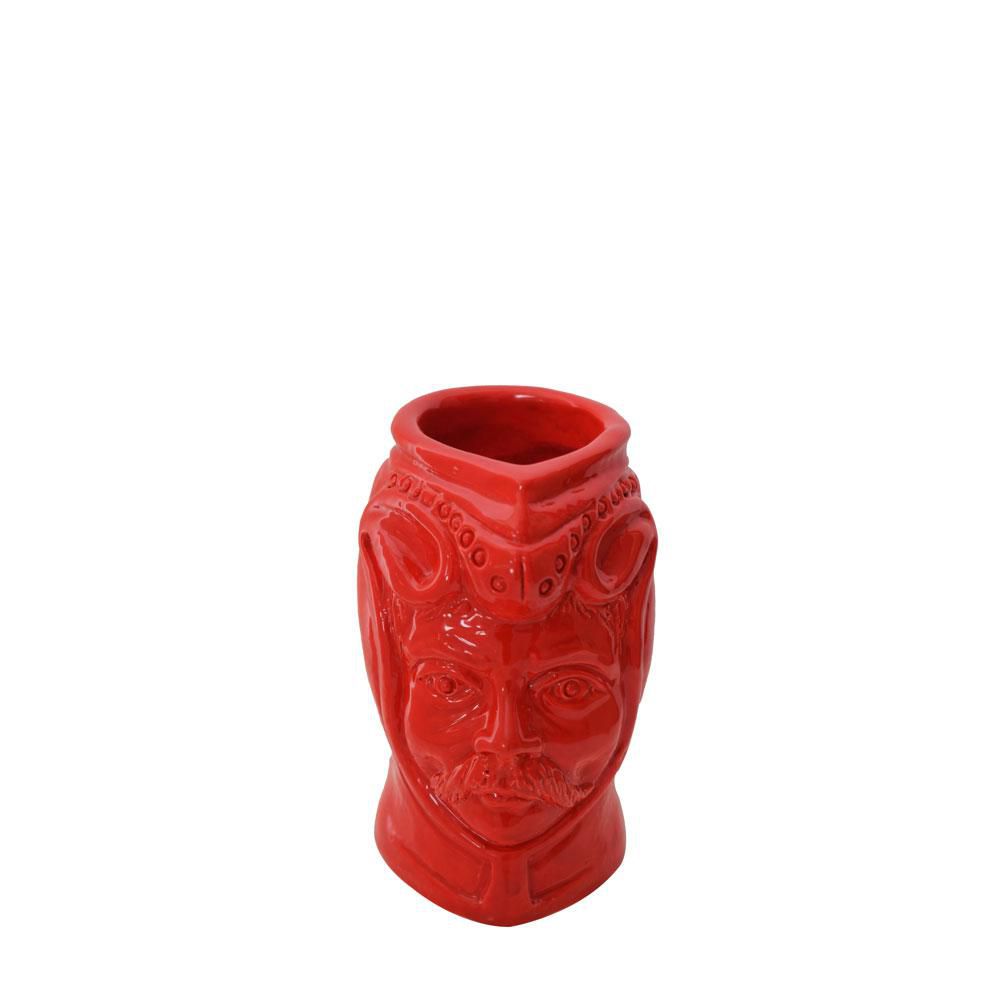 TESTA UOMO VASO CERAMICA -TESTA MORO- H.11,5 CM ROSSO