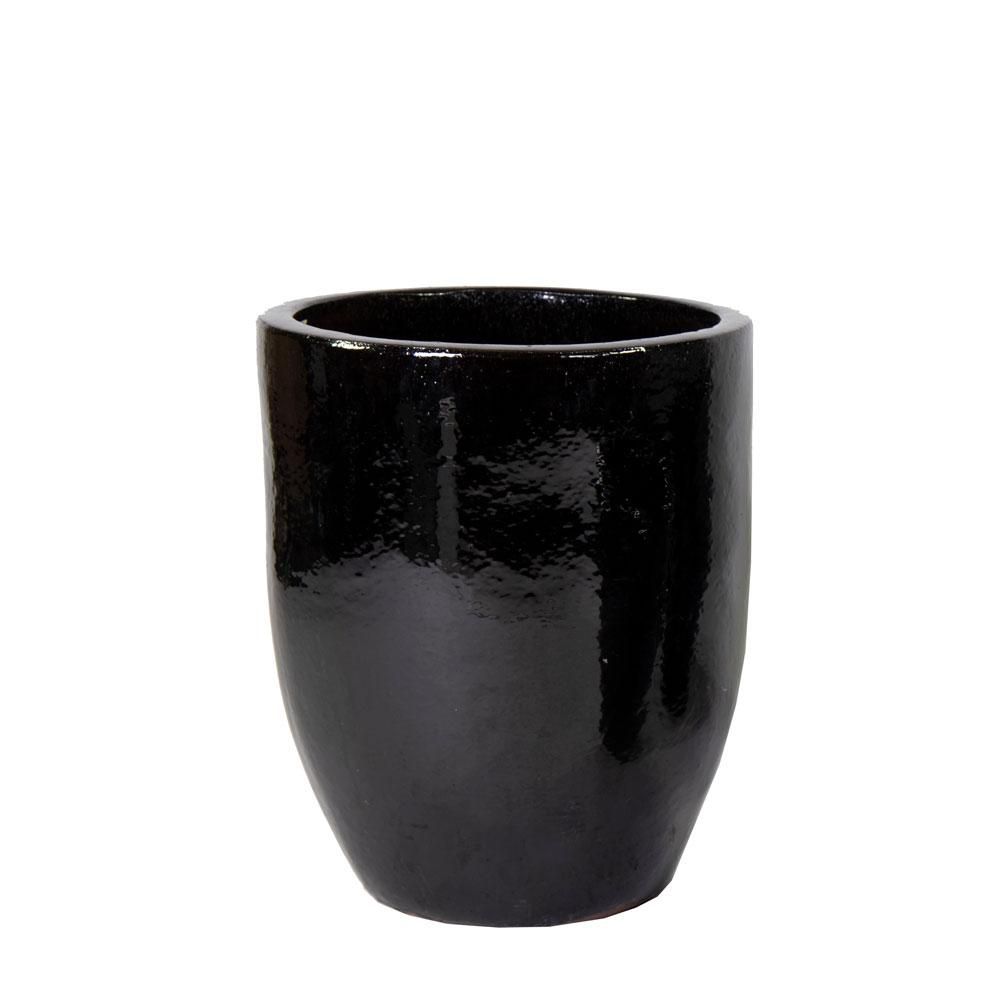 VASO CERAMICA D.45 CM H.54 CM -EGG- NERO LUCIDO