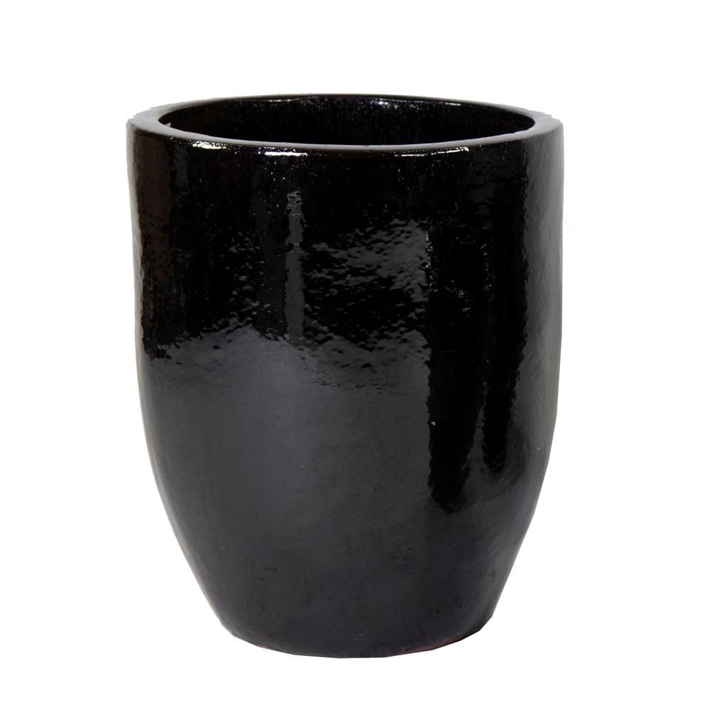 VASO CERAMICA D.54 CM H.67 CM -EGG- NERO LUCIDO