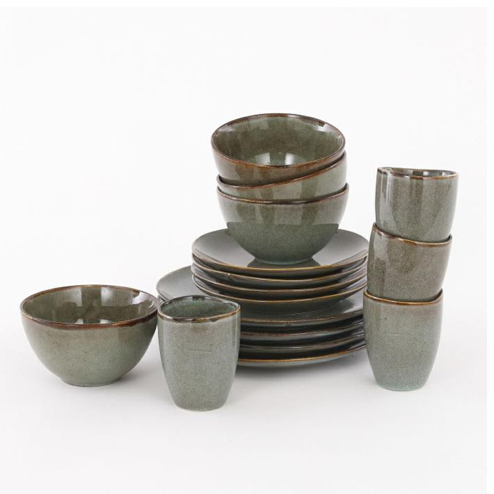 SET 16 PIATTI GRES -TABO- VERDE