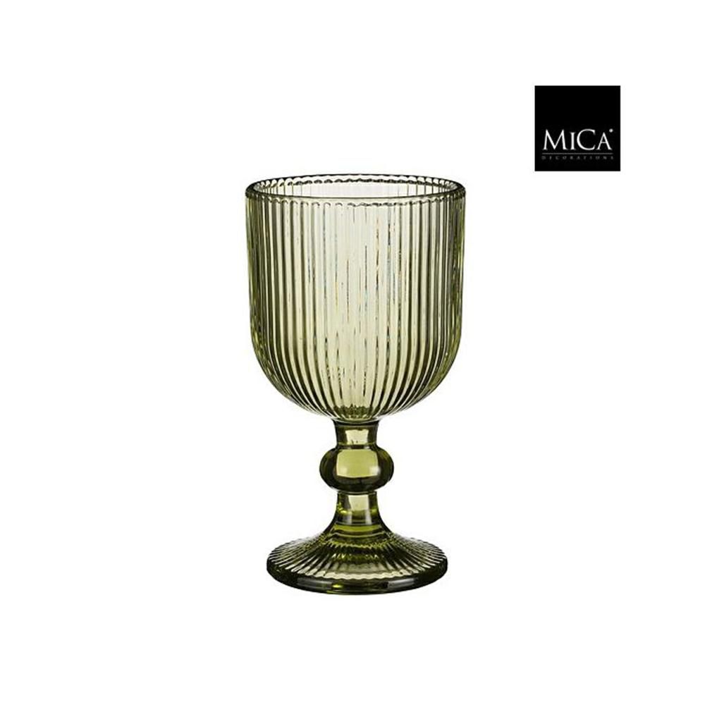SET 6 BICCHIERI VETRO DA VINO C/BASE -MERLOT- D.8H.14,5CM VERDE