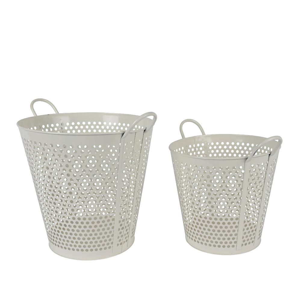 SET 2 CESTI FERRO 42,5X33,5 CM H.37 CM BIANCO