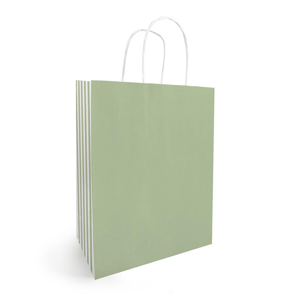 SHOPPERS CARTA SEALING 18X8X22CM -RIGHE- CONF.PZ.50 BIANCO/VERDE