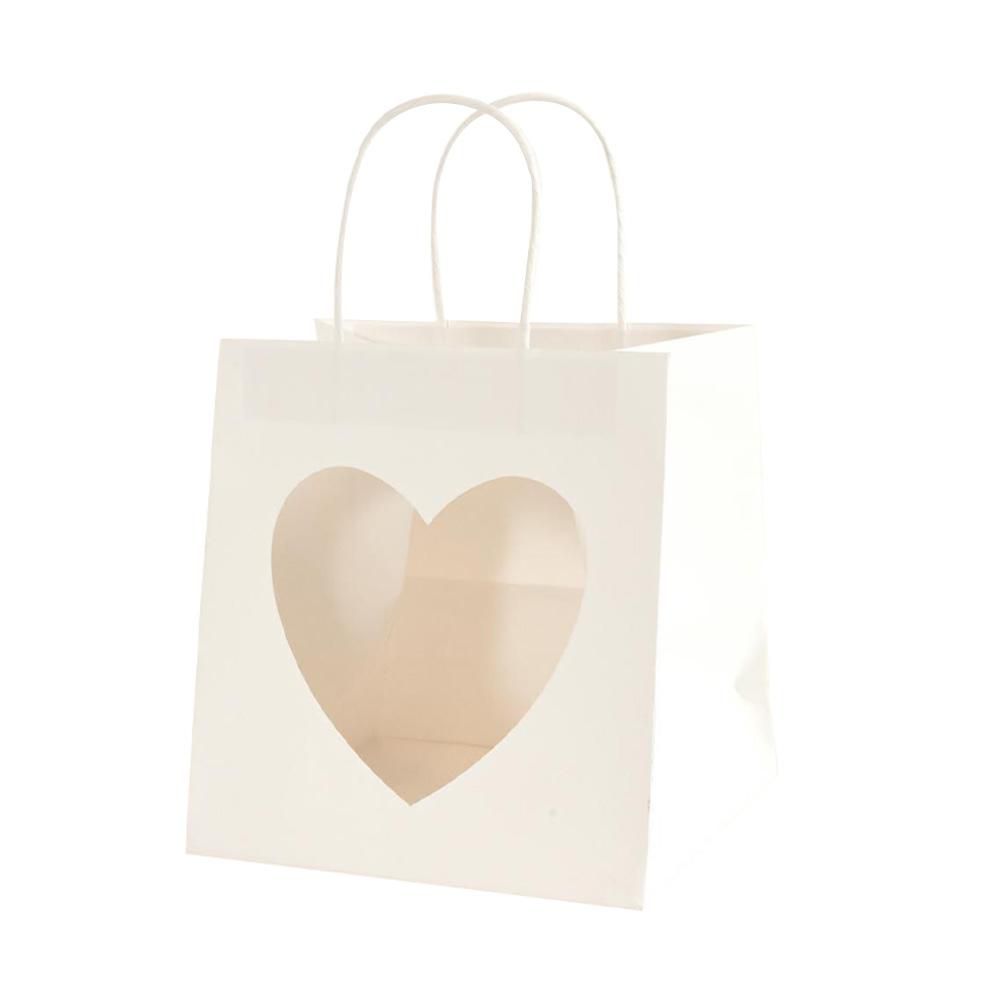 SET 6 SHOPPERS CARTA C/CUORE 23X21X24,5 CM BIANCO
