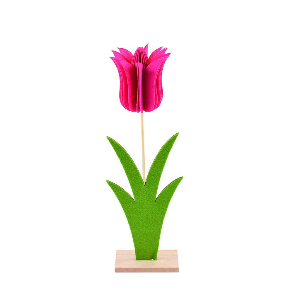 TULIPANO C/BASE FELTRO 11X8 CM H.36 CM FUCSIA
