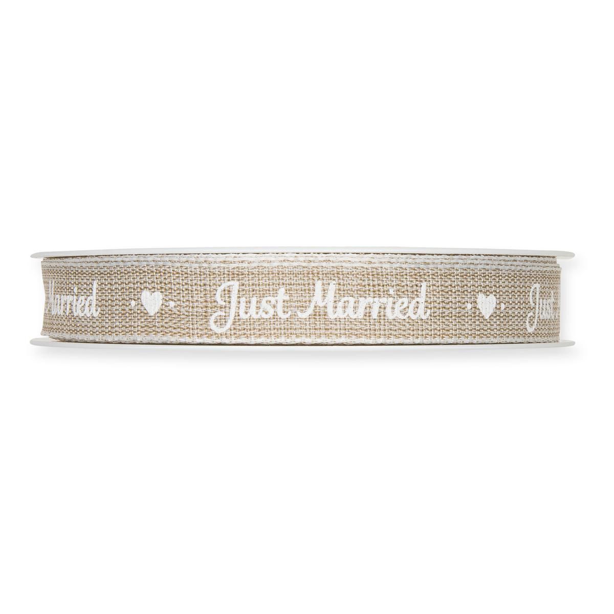 NASTRO -JUST MARRIED- 15MM 20MT NOCCIOLA/BIANCO
