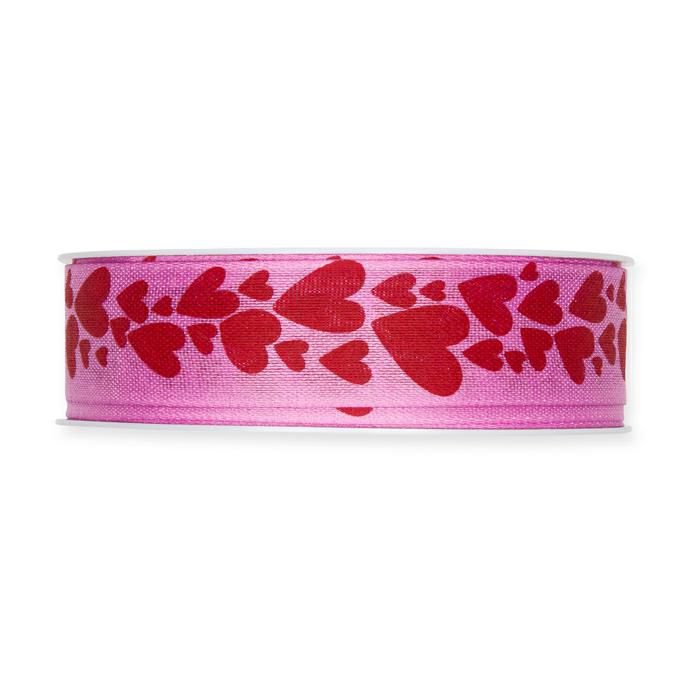 NASTRO CANVAS -HEARTS- 25MM 18MT FUCSIA/ROSSO