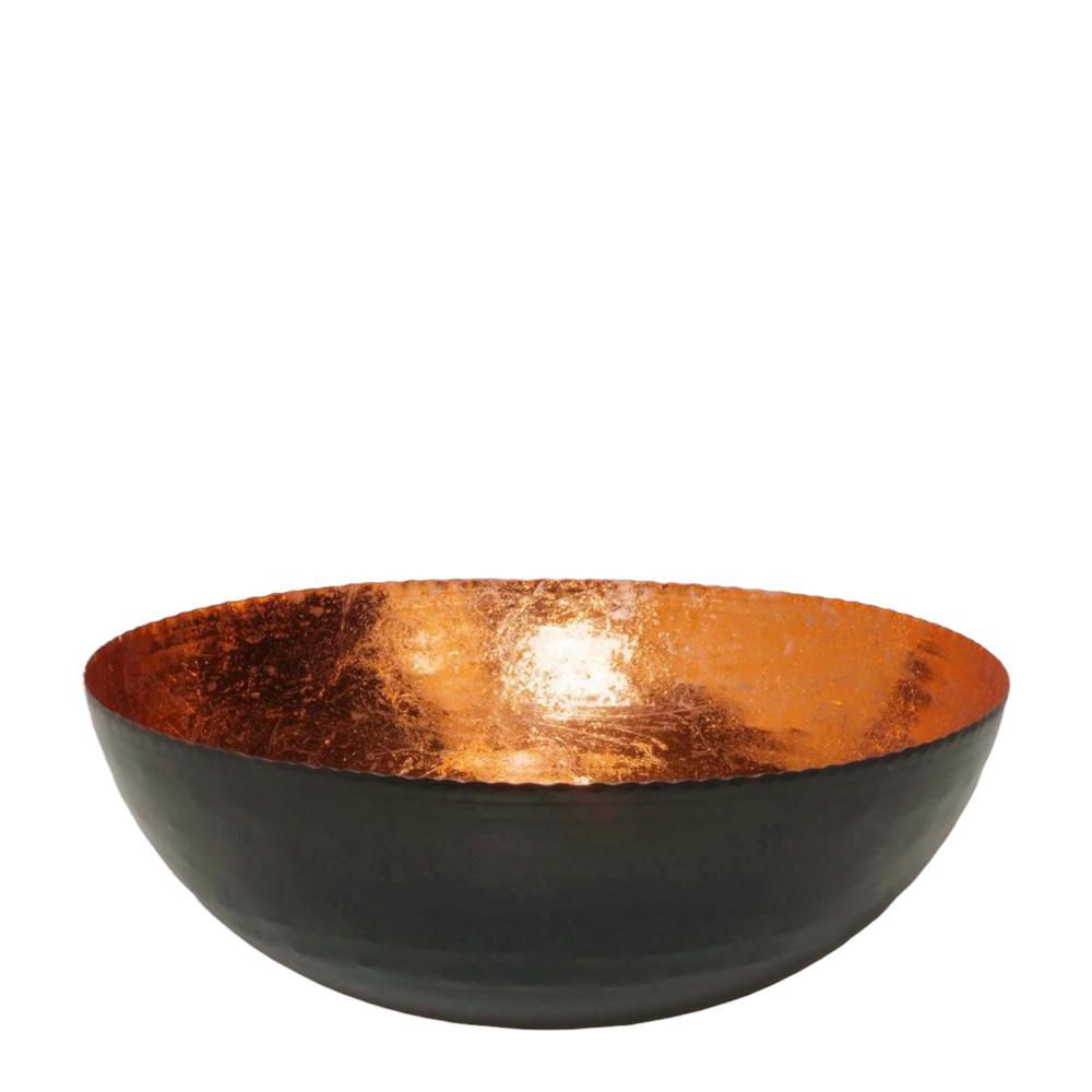 Cilindro Portacandela In Metallo Effetto Ruggine Con Ciotola Portafiamma - Diametro 26 Cm, Altezza 10 Cm Per Esterni