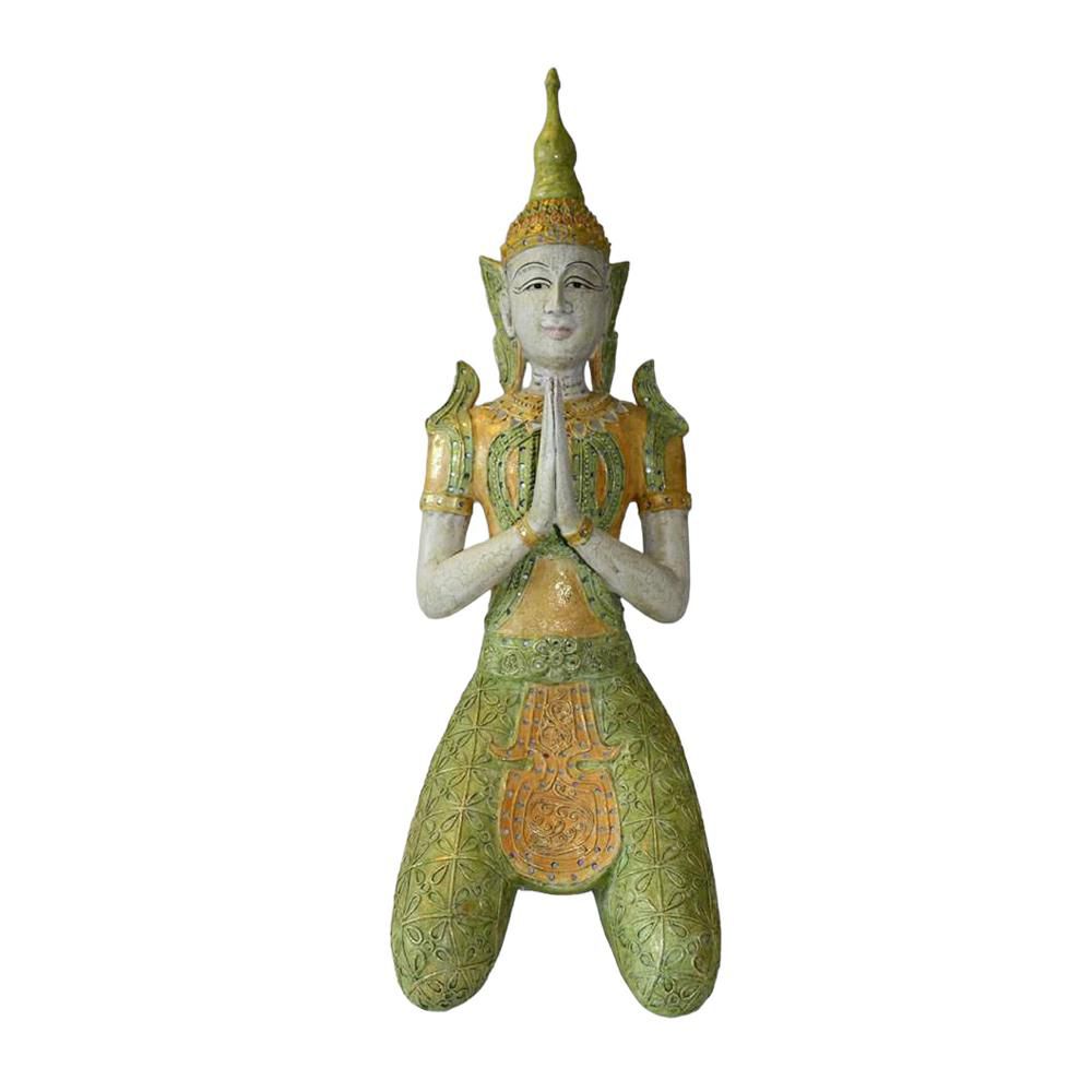 BUDDHA INGINOCCHIATO CM.86 GIALLO/VERDE