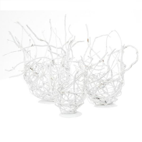 SET 3 CESTI TONDI C/RAMETTI -WILD LENNART- 50 CM BIANCO KZ