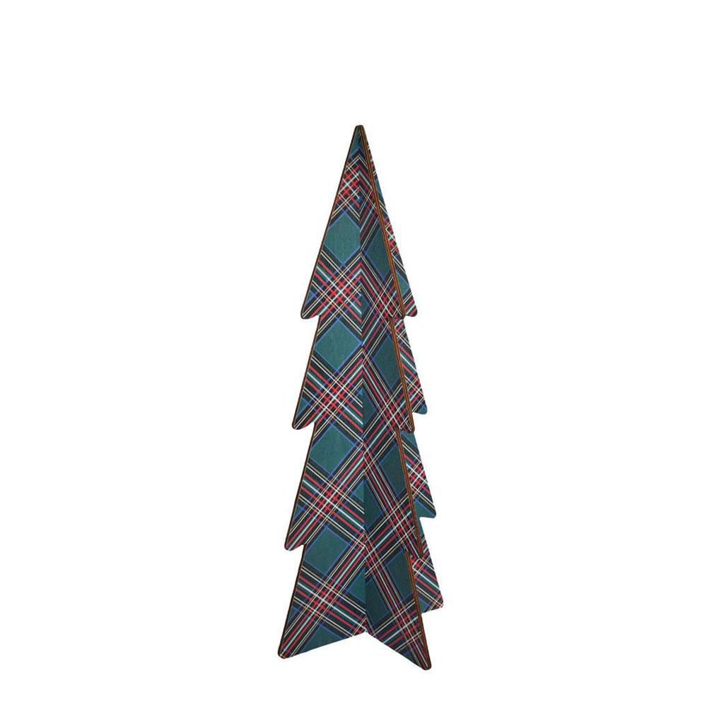 ALBERO 3D LEGNO D.65 CMH.154 CM -CHECKS- VERDE/BLU/ROSSO