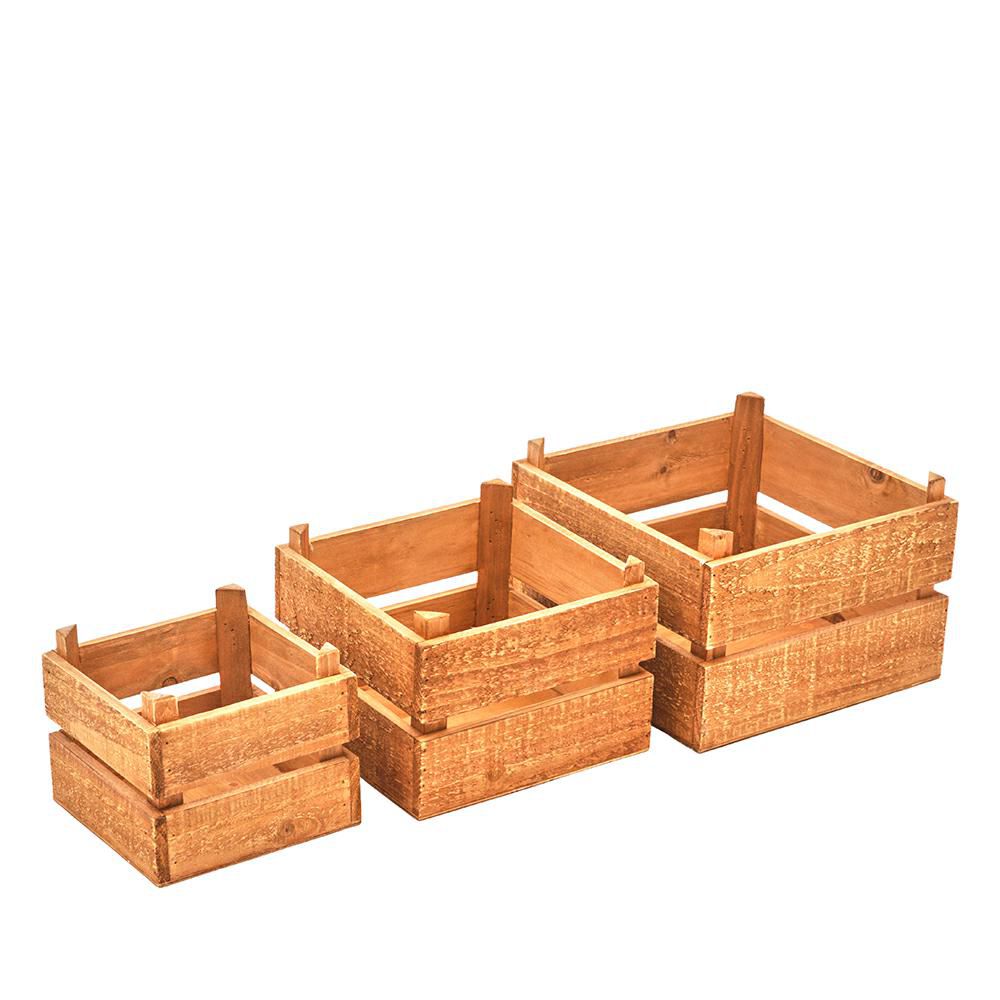 SET 3 CASSETTE LEGNO 28X28 CM H.19 CM NATURALE