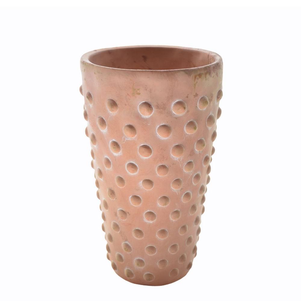 VASO CERAM. CONICO 25X15 CM H.25 CM -SMALL BALLS- TERRACOTTA